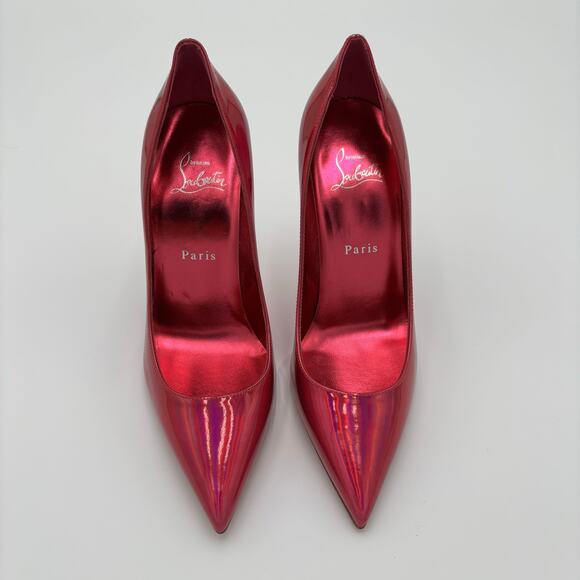 Christian Louboutin Kate 100 Pink Mirrored Leather High Heel Pumps Size EU 38 - Picture 2 of 14